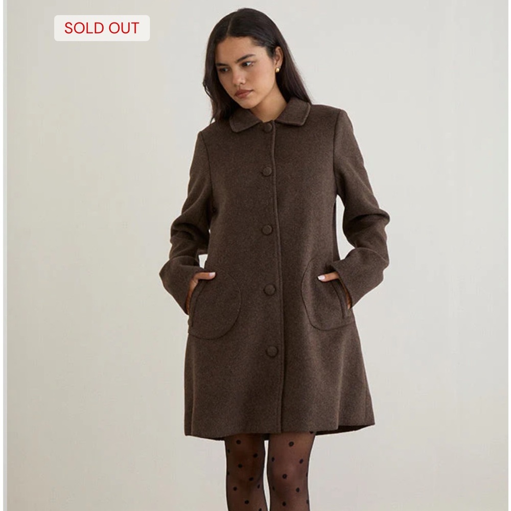 Motel Rocks Rakai Pea Coat In Chocolate Wool